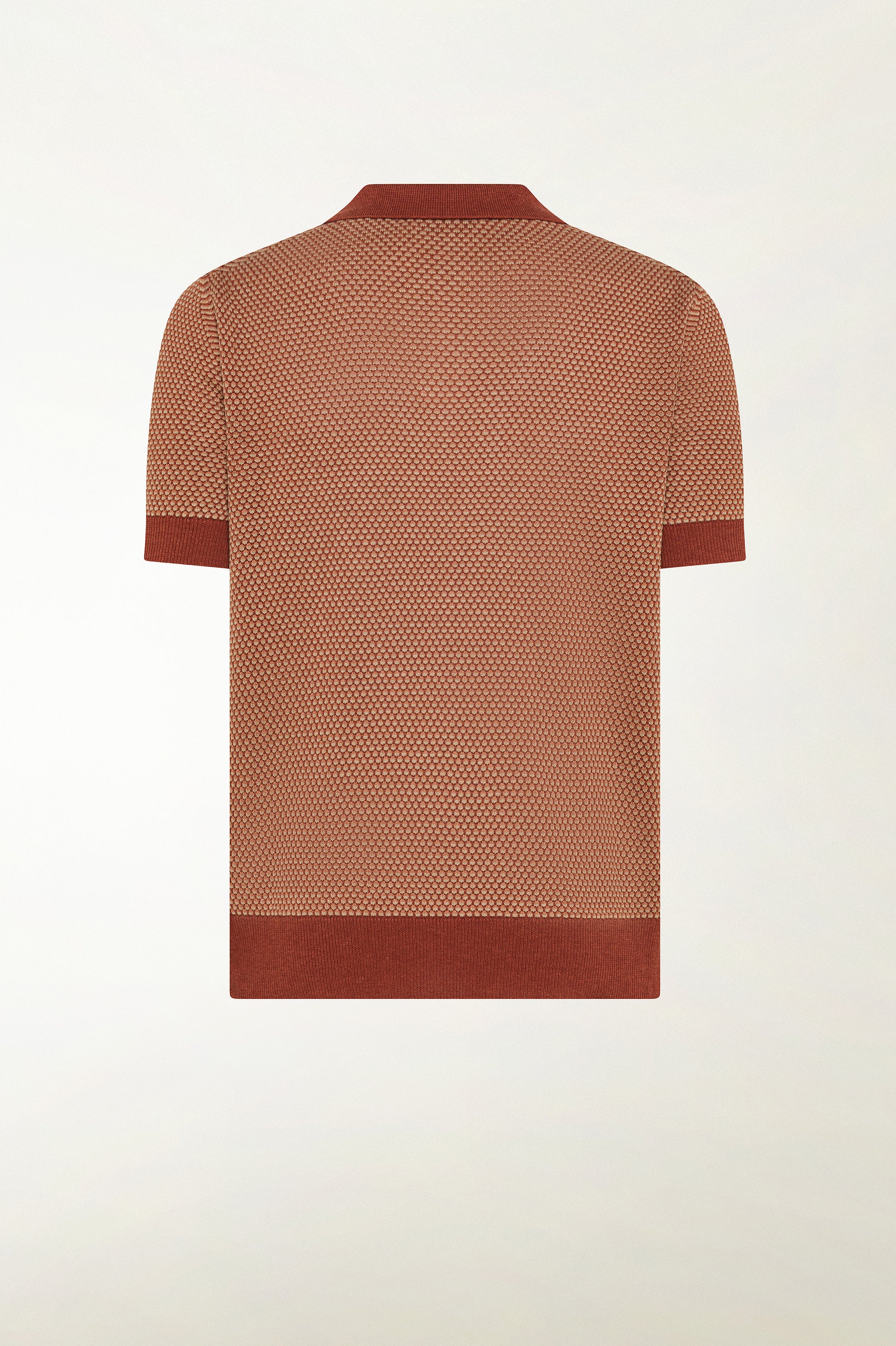 Brick and orange silk and linen polo shirt | PIACENZA 1733