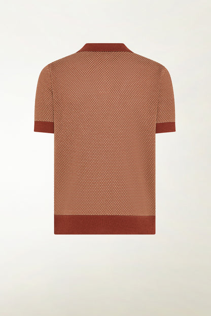 Brick and orange silk and linen polo shirt | PIACENZA 1733