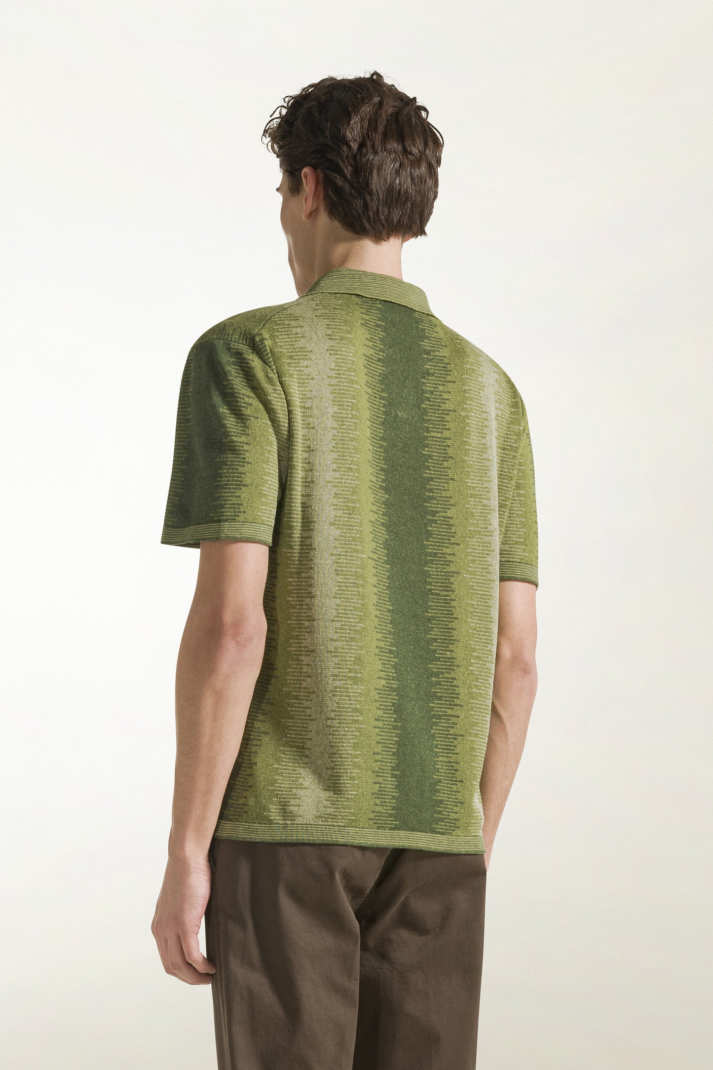Green silk and linen polo shirt
