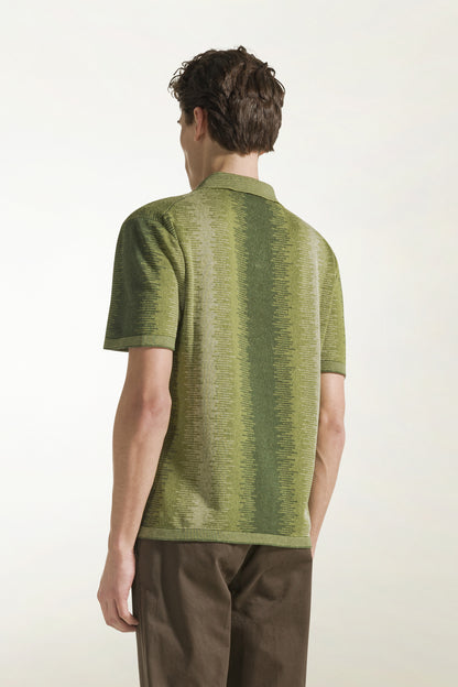 Green silk and linen polo shirt | PIACENZA 1733