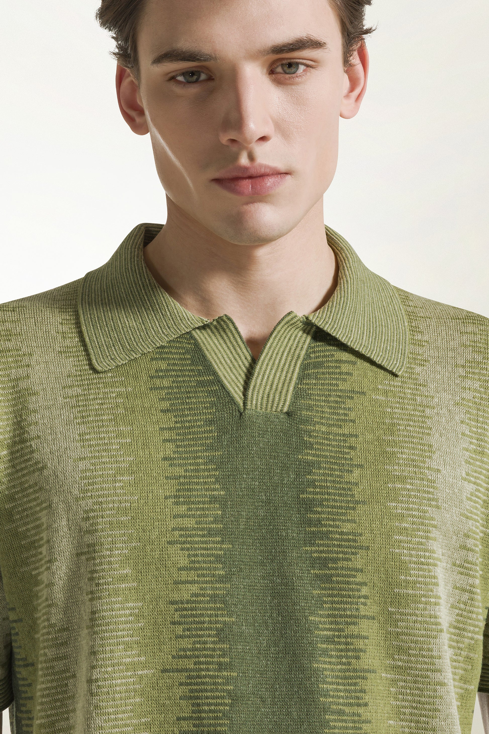 Green silk and linen polo shirt | PIACENZA 1733