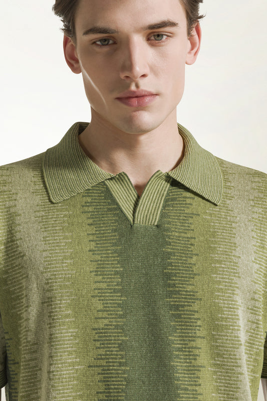Green silk and linen polo shirt - Men's Polo Shirts | PIACENZA 1733