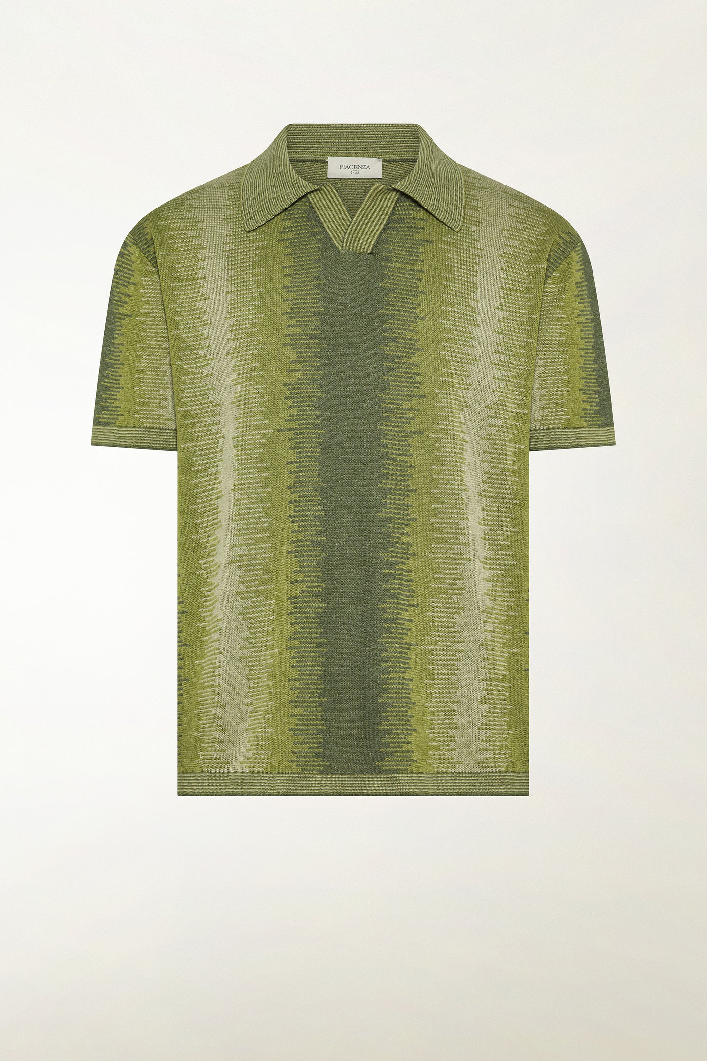 Green silk and linen polo shirt