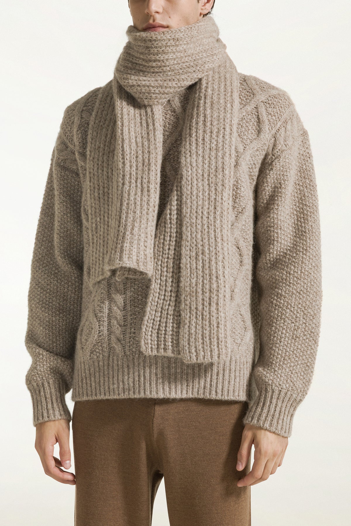 Baby alpaca and natural wool scarf