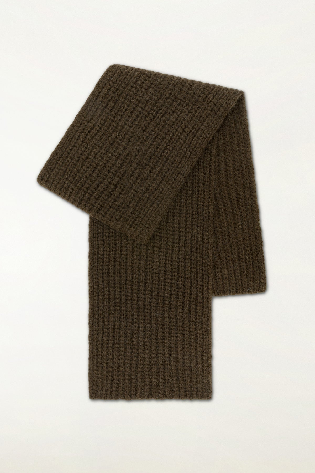 Moss green baby alpaca and wool scarf