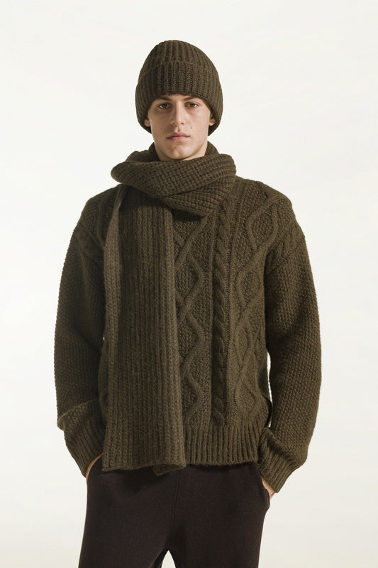 Moss green baby alpaca and wool scarf - Sciarpe in baby alpaca e lana | PIACENZA 1733