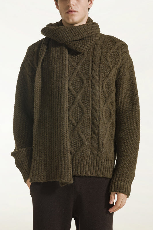 Moss green baby alpaca and wool scarf - Sciarpe in baby alpaca e lana | PIACENZA 1733