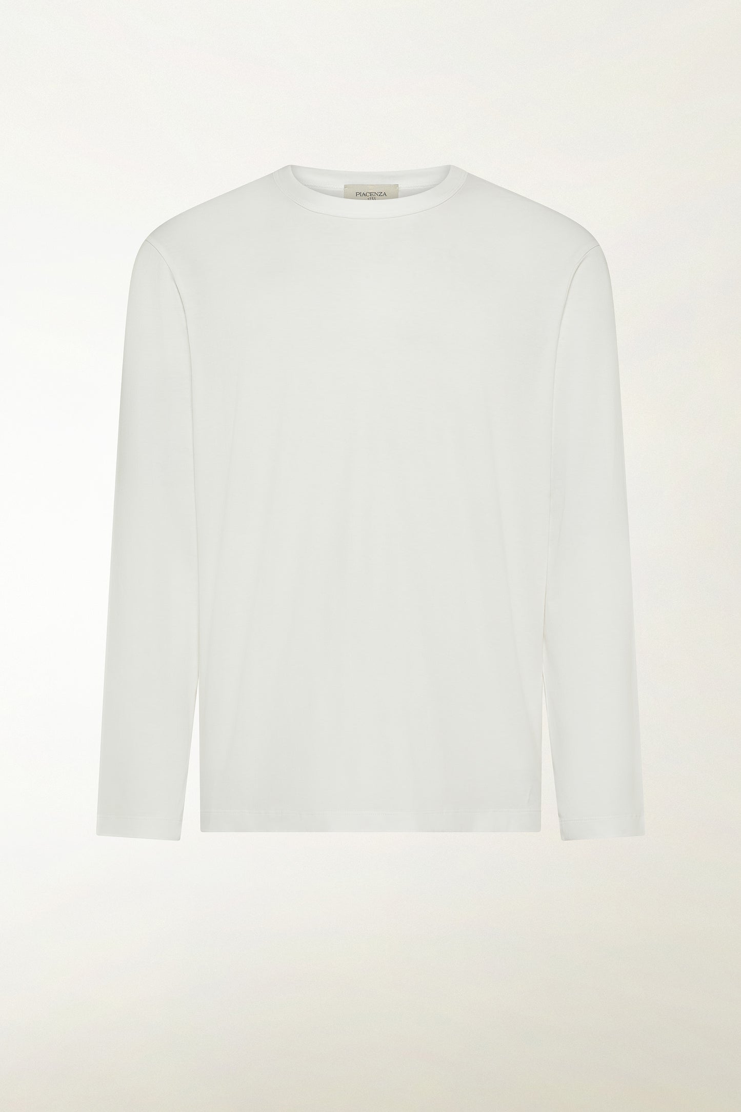 White long-sleeved cotton crew neck