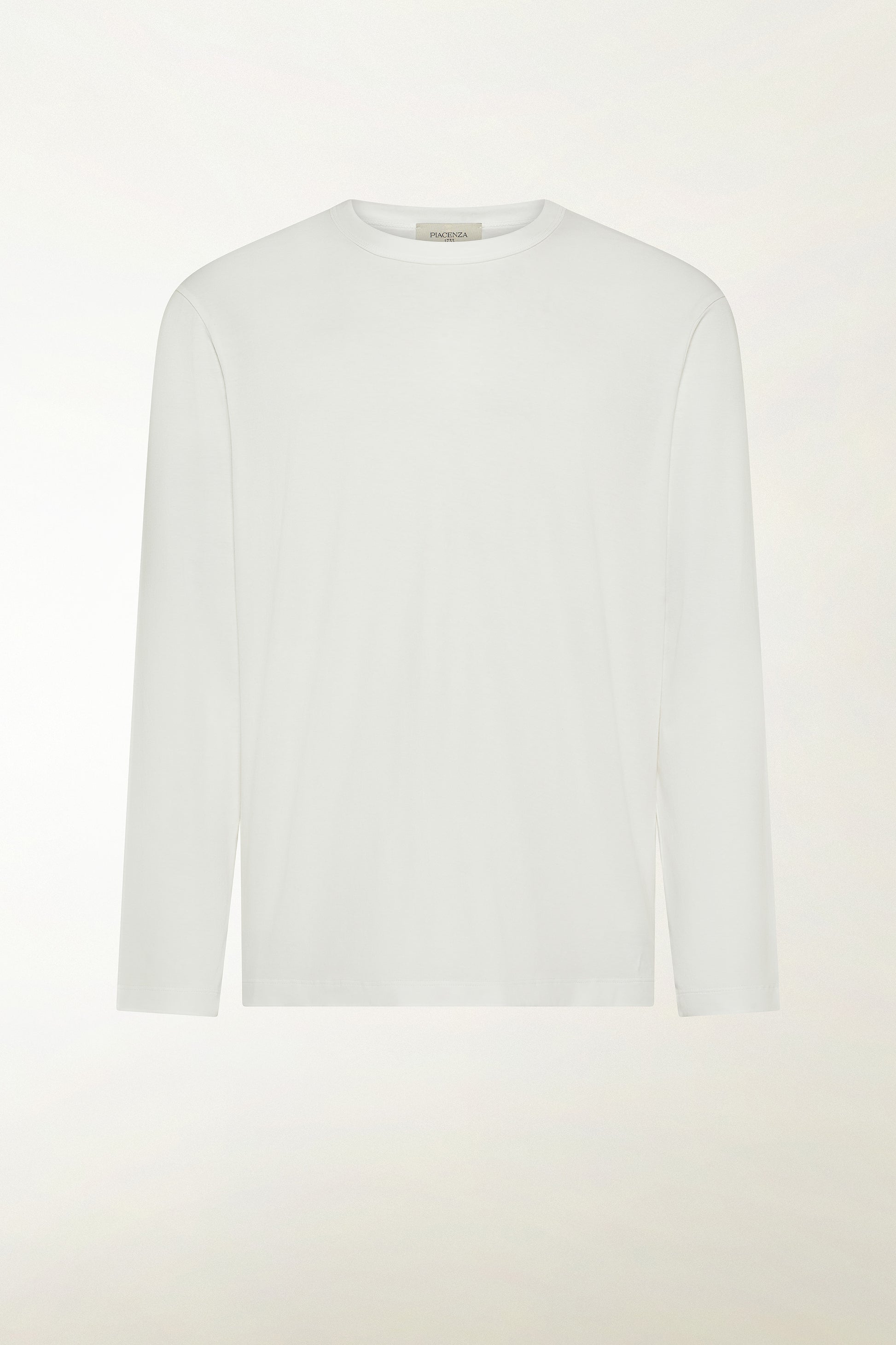 White long-sleeved cotton crew neck | PIACENZA 1733