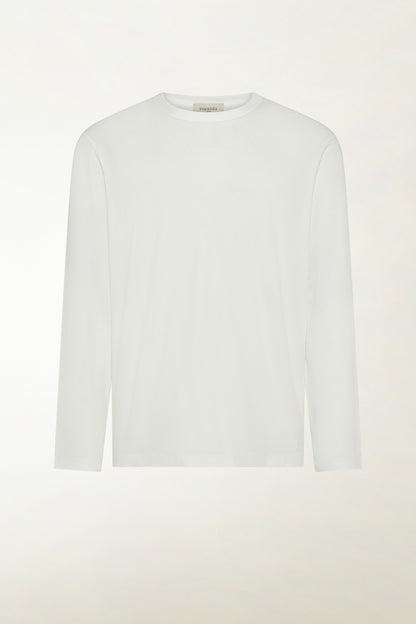 White long-sleeved cotton crew neck | PIACENZA 1733