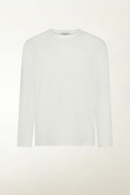 White long-sleeved cotton crew neck - Summer Crewnecks | PIACENZA 1733