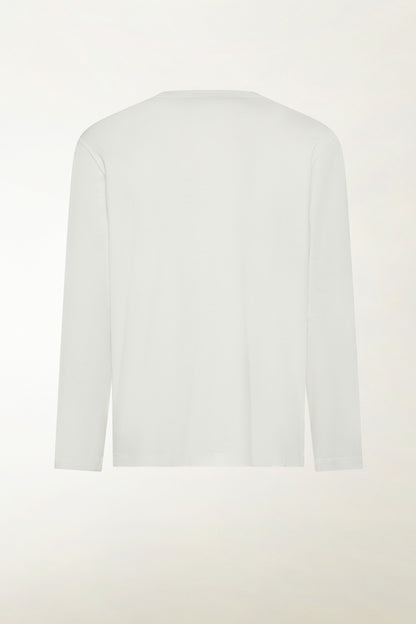 White long-sleeved cotton crew neck | PIACENZA 1733