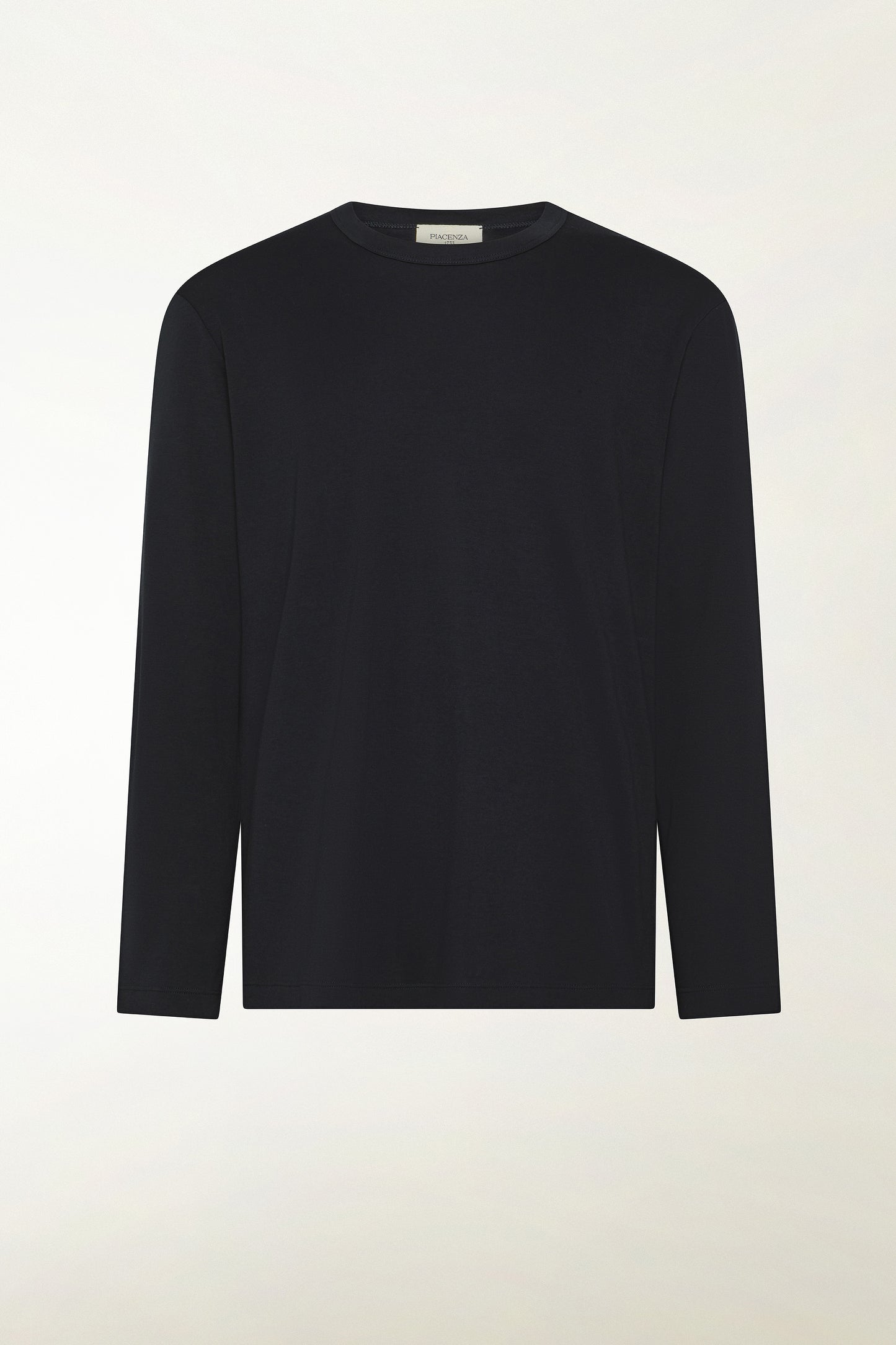 Black long-sleeved cotton crew neck