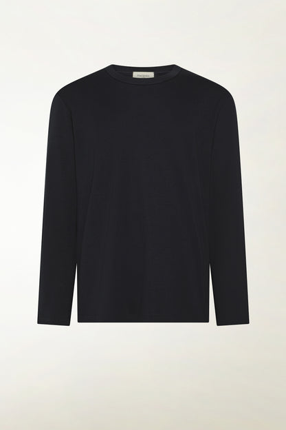 Black long-sleeved cotton crew neck | PIACENZA 1733
