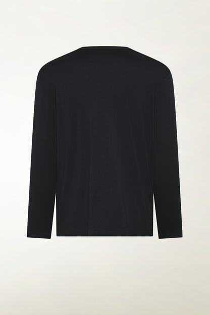 Black long-sleeved cotton crew neck | PIACENZA 1733
