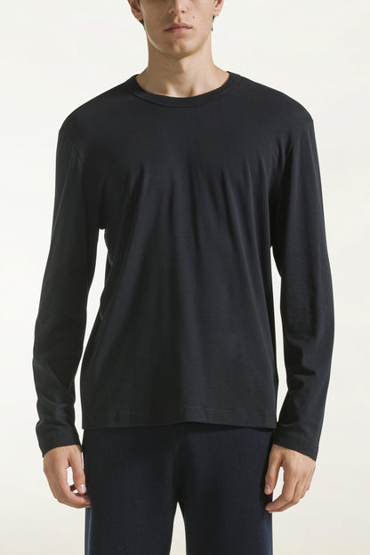 White long-sleeved cotton crew neck | PIACENZA 1733