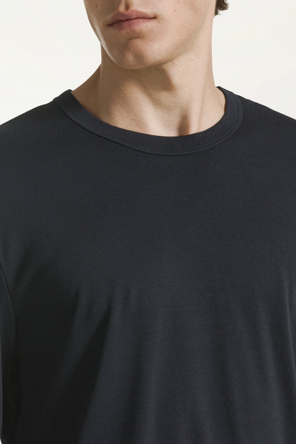 Black long-sleeved cotton crew neck | PIACENZA 1733