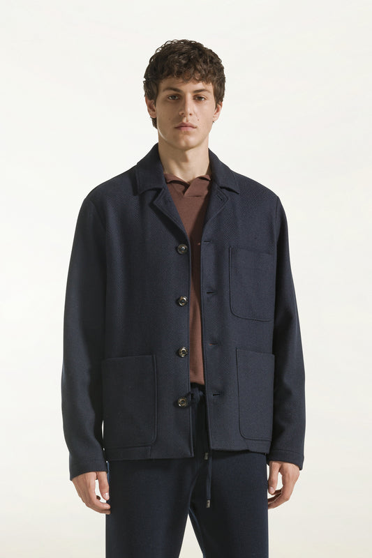 Blue cashmere jacket - Men's Outerwear | PIACENZA 1733