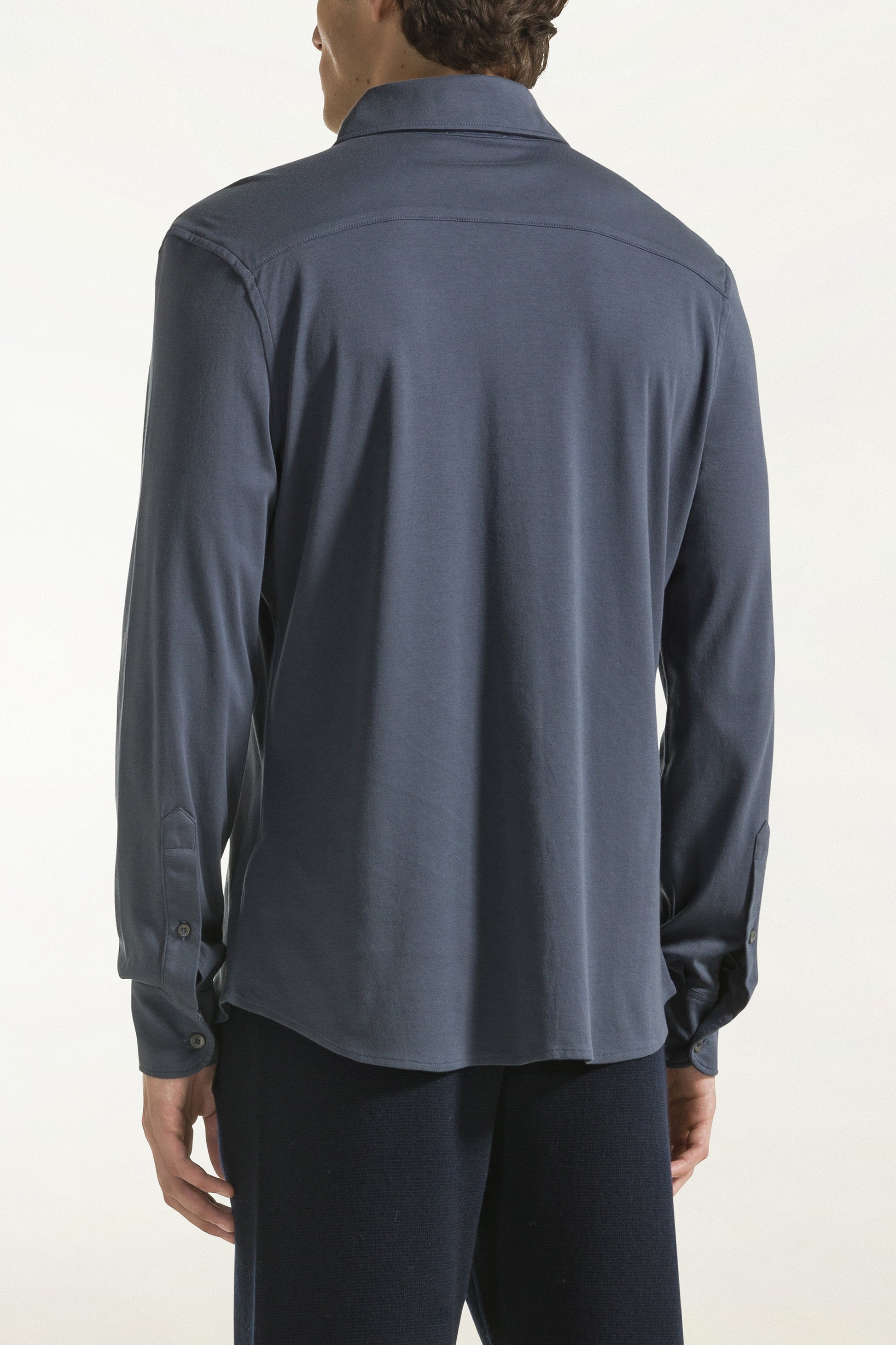 Blue long-sleeved cotton shirt | PIACENZA 1733
