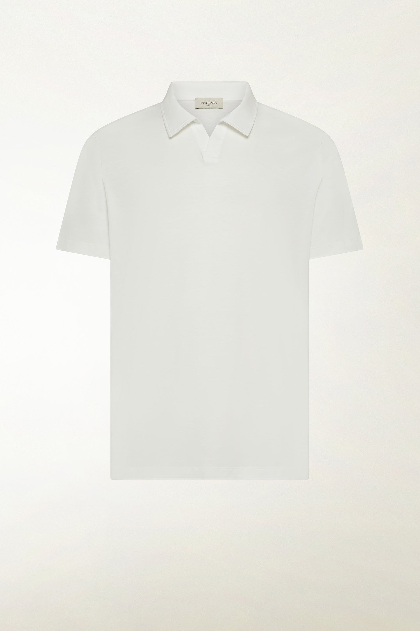 White short-sleeved polo shirt without buttons