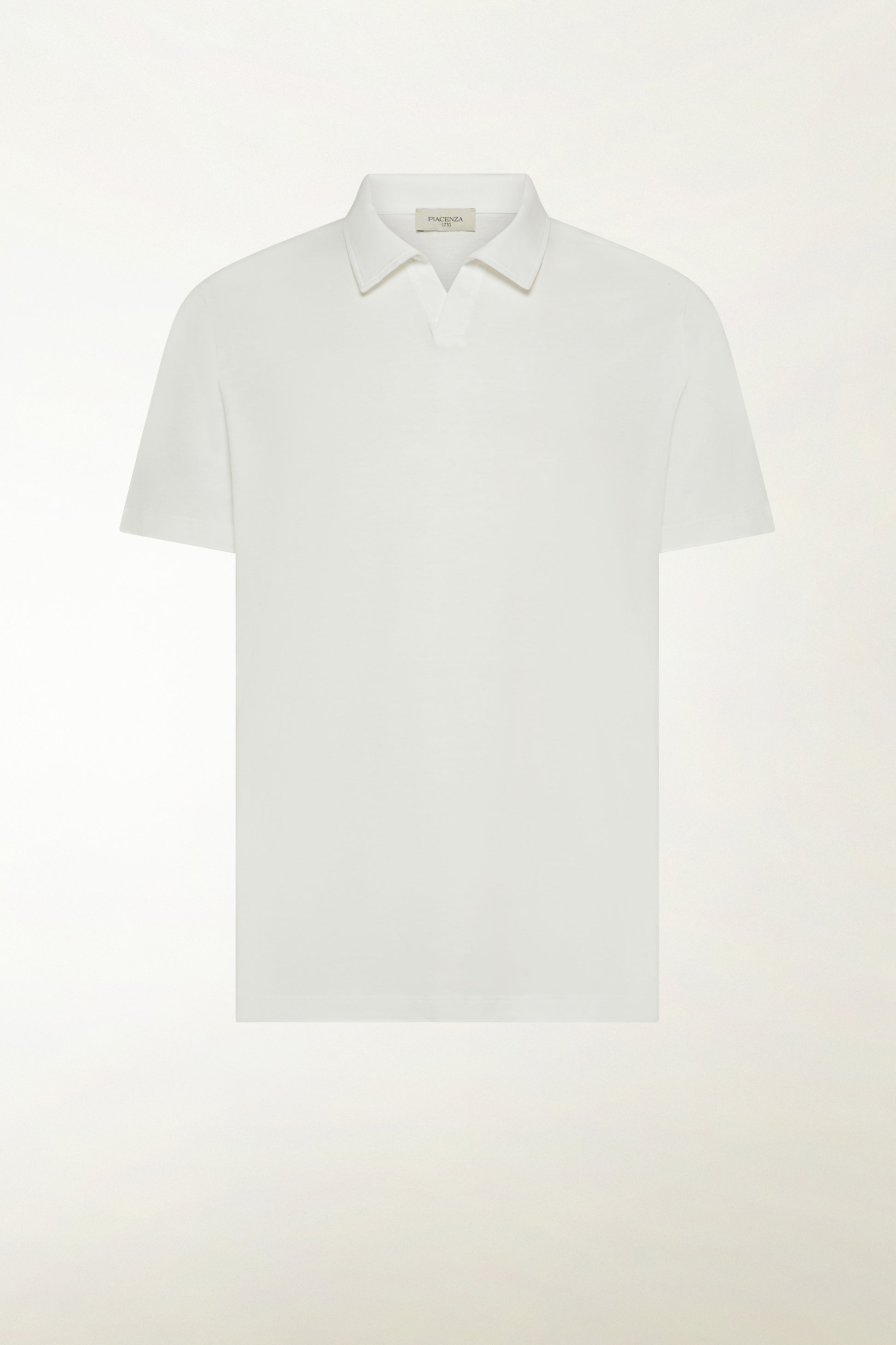 White short-sleeved polo shirt without buttons | PIACENZA 1733