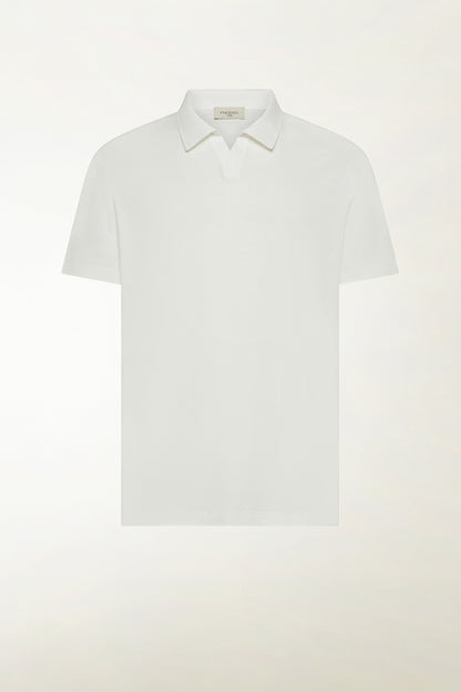 White short-sleeved polo shirt without buttons | PIACENZA 1733