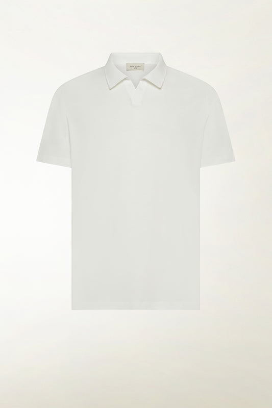 White short-sleeved polo shirt without buttons - Men's Polo Shirts | PIACENZA 1733