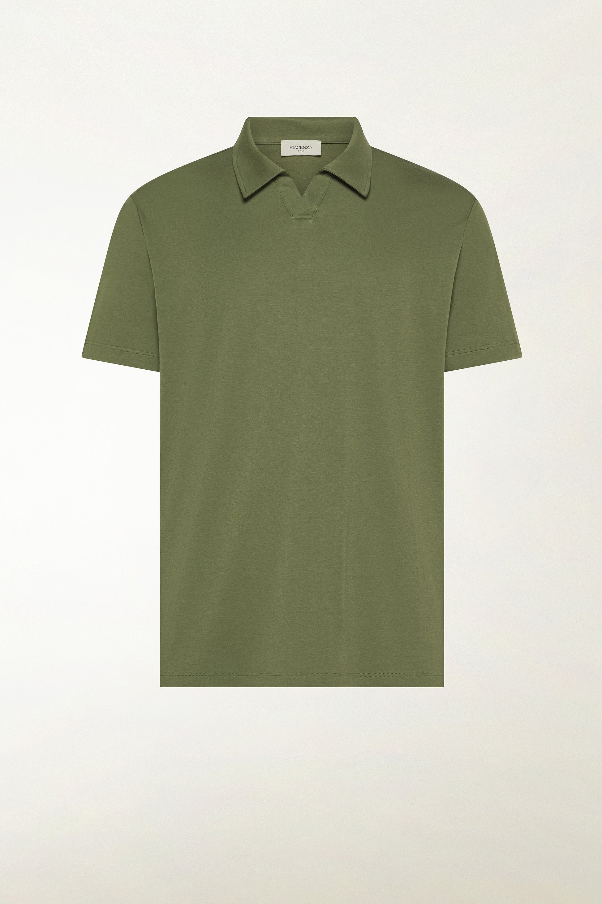 Green short-sleeved buttonless polo shirt | PIACENZA 1733