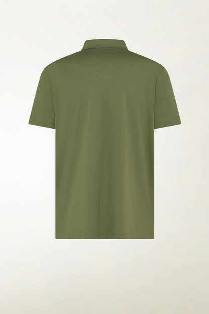 Green short-sleeved buttonless polo shirt | PIACENZA 1733