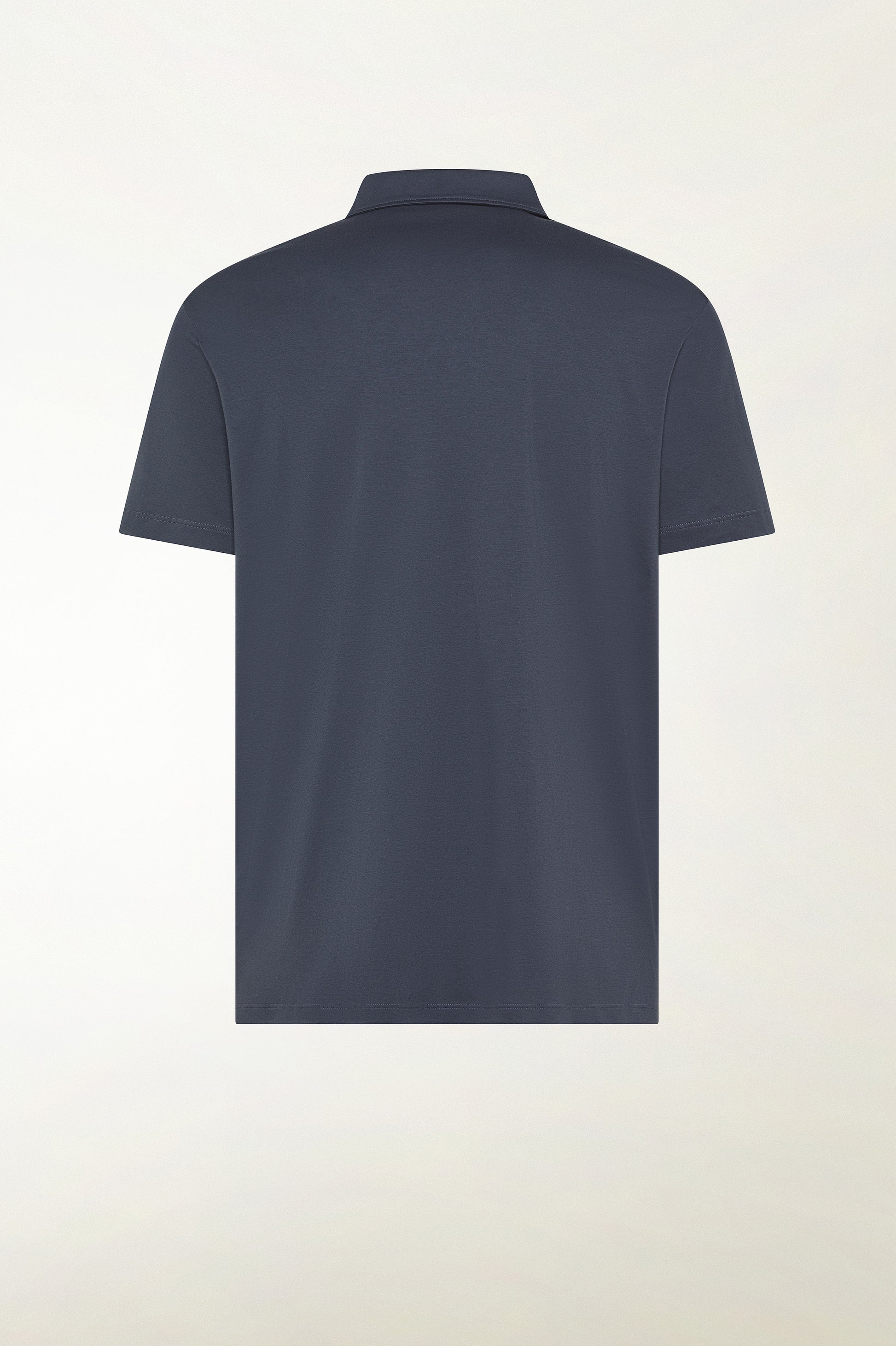 Buttonless short-sleeved polo shirt in blue | PIACENZA 1733