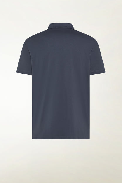 Buttonless short-sleeved polo shirt in blue | PIACENZA 1733