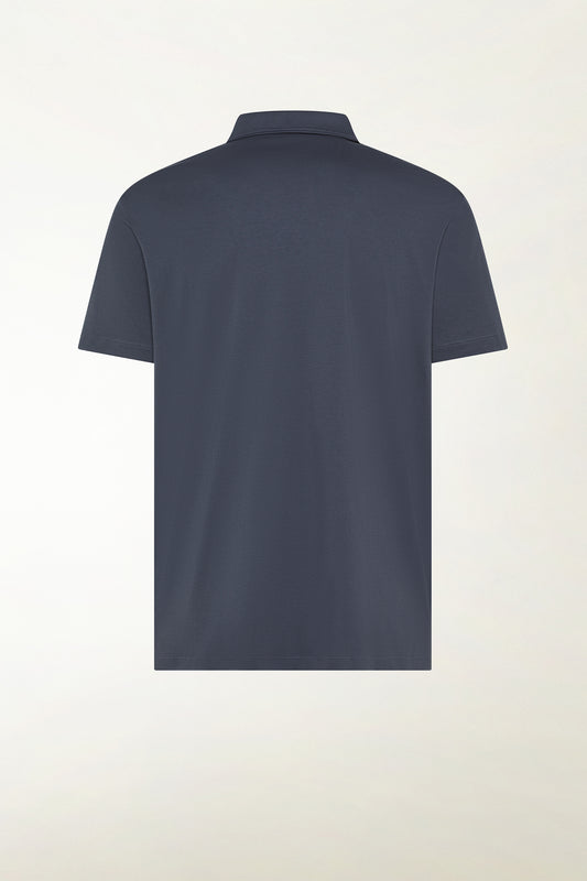 Buttonless short-sleeved polo shirt in blue - Summer Polo Shirts | PIACENZA 1733