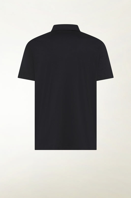Black short-sleeved polo shirt without buttons - Supersense | PIACENZA 1733