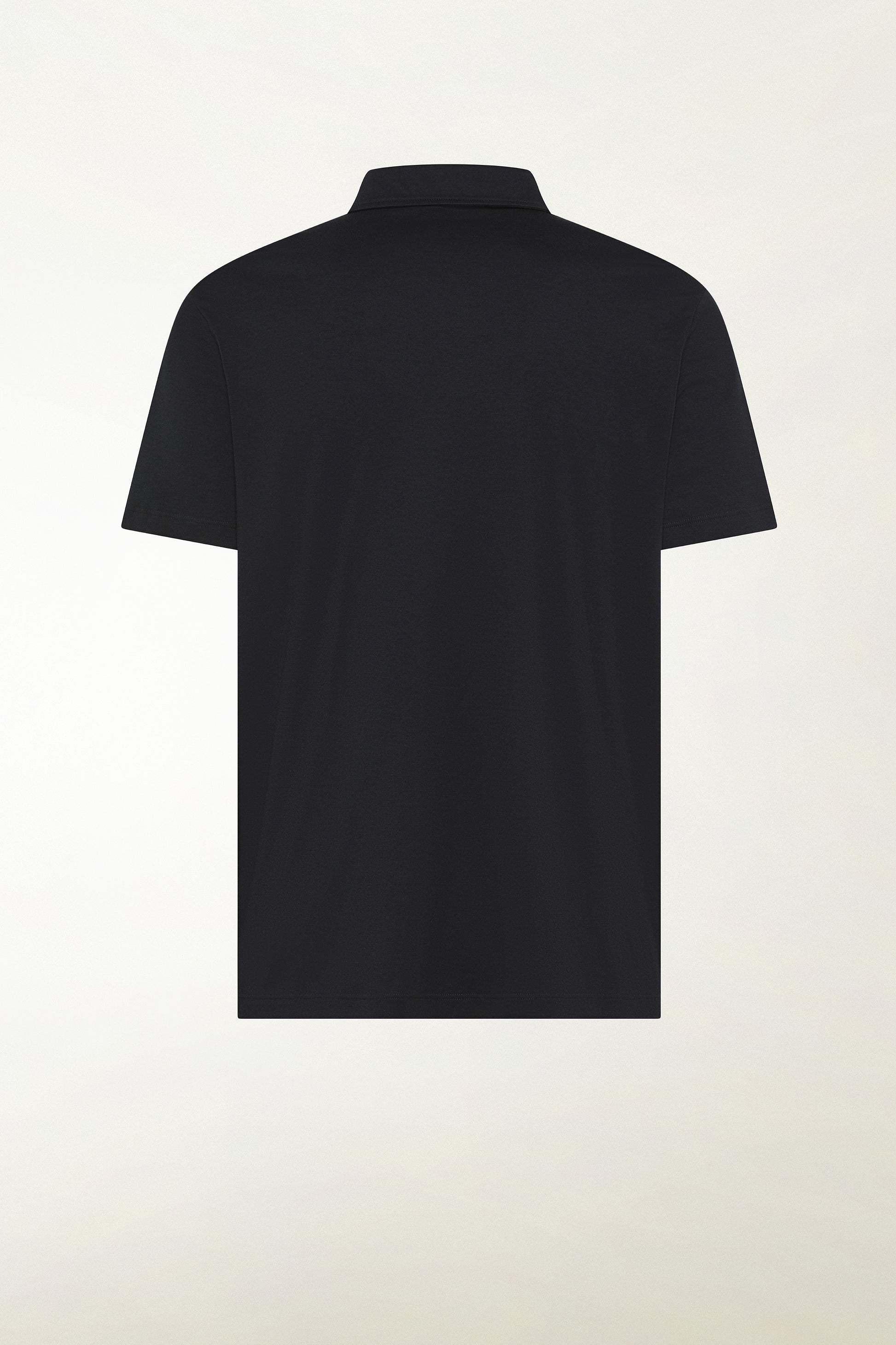 Black short-sleeved polo shirt without buttons | PIACENZA 1733