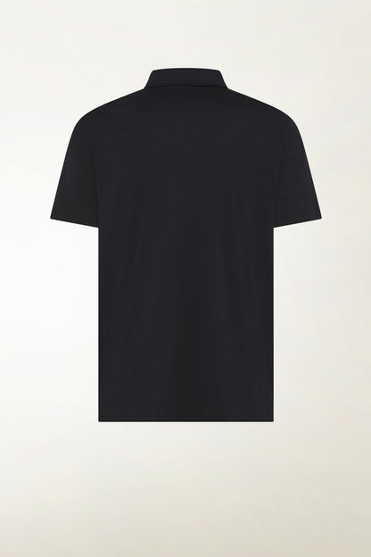 Black short-sleeved polo shirt without buttons | PIACENZA 1733