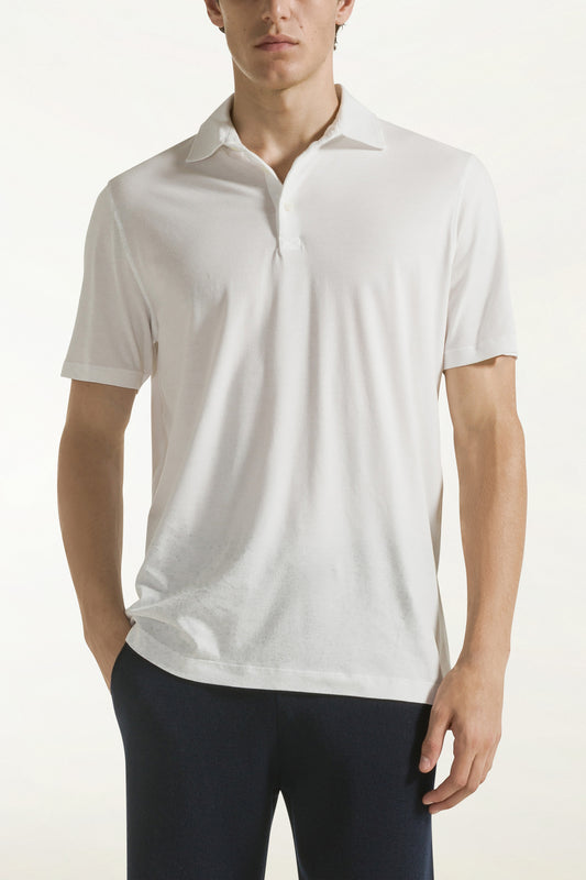 White short-sleeved polo shirt with buttons - Summer Polo Shirts | PIACENZA 1733
