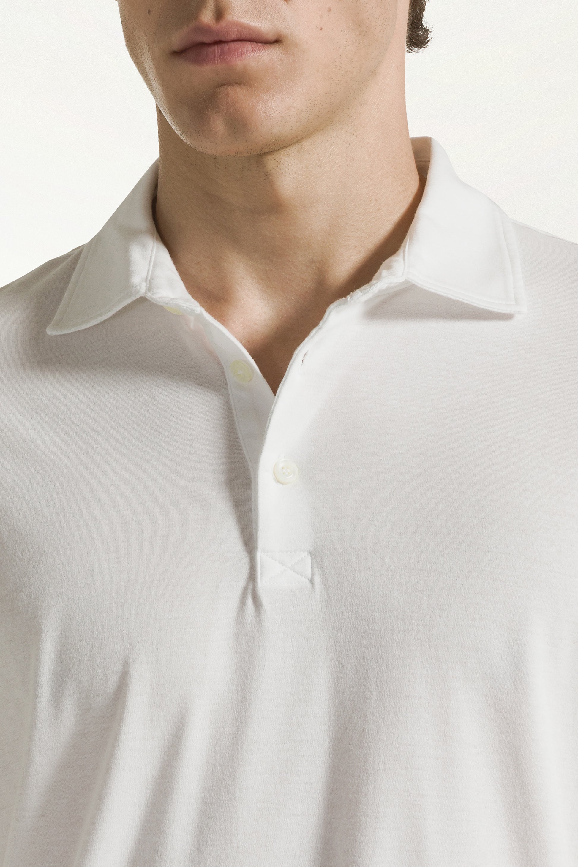 White short-sleeved polo shirt with buttons | PIACENZA 1733