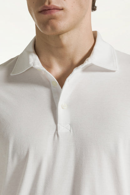 White short-sleeved polo shirt with buttons | PIACENZA 1733