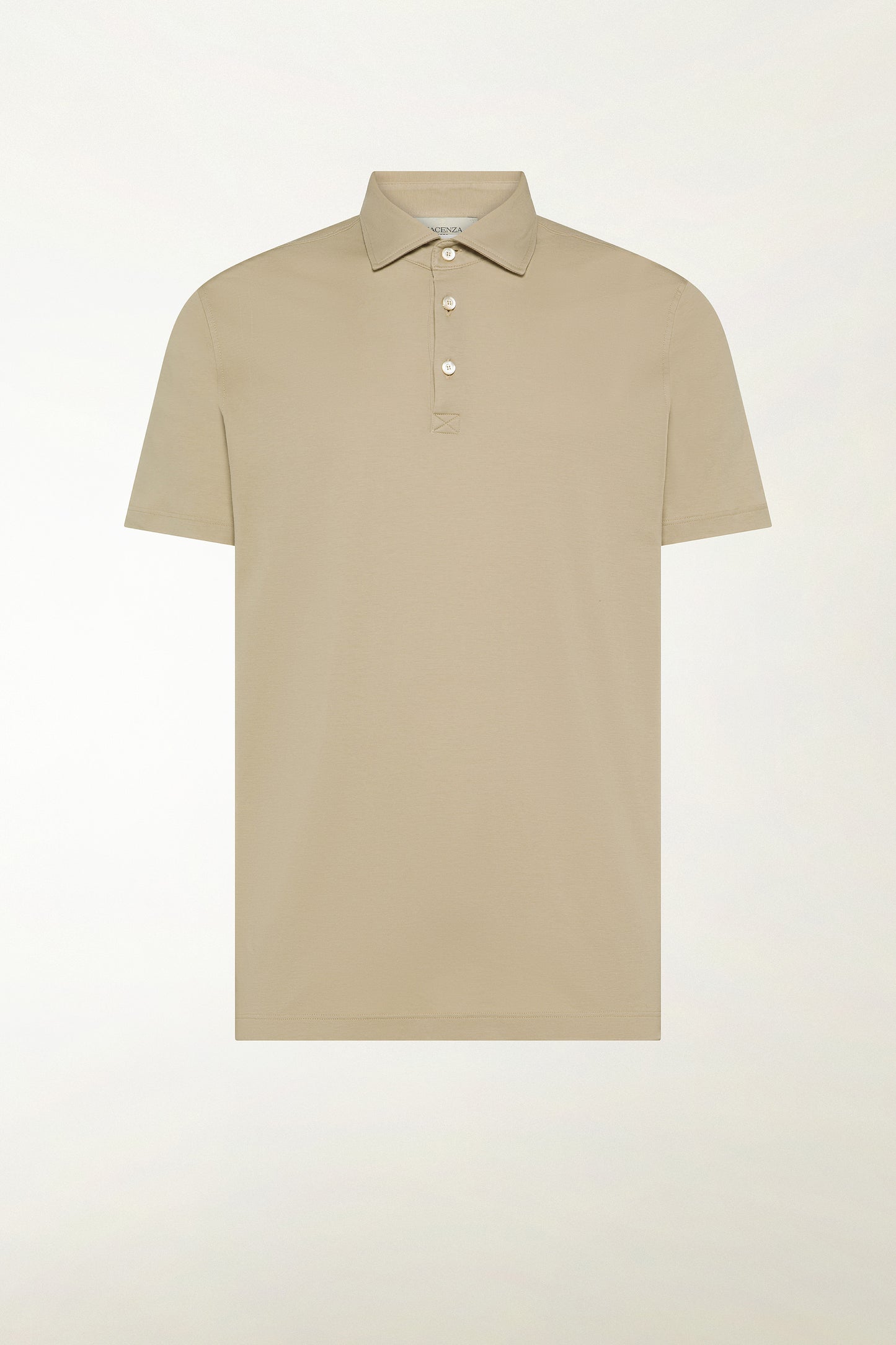 Beige short-sleeved polo shirt with buttons