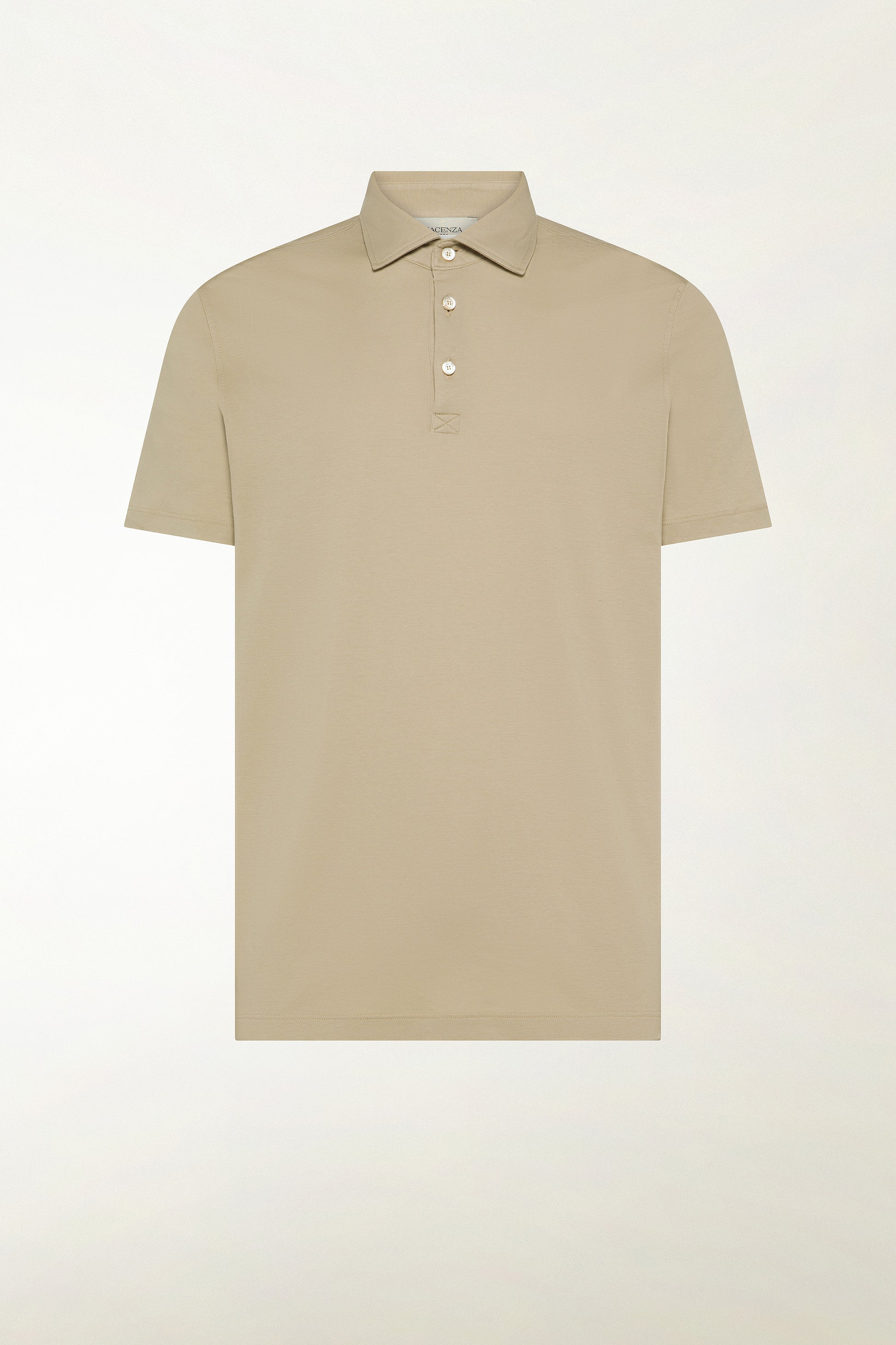 Beige short-sleeved polo shirt with buttons | PIACENZA 1733