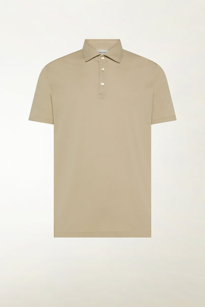 Beige short-sleeved polo shirt with buttons | PIACENZA 1733