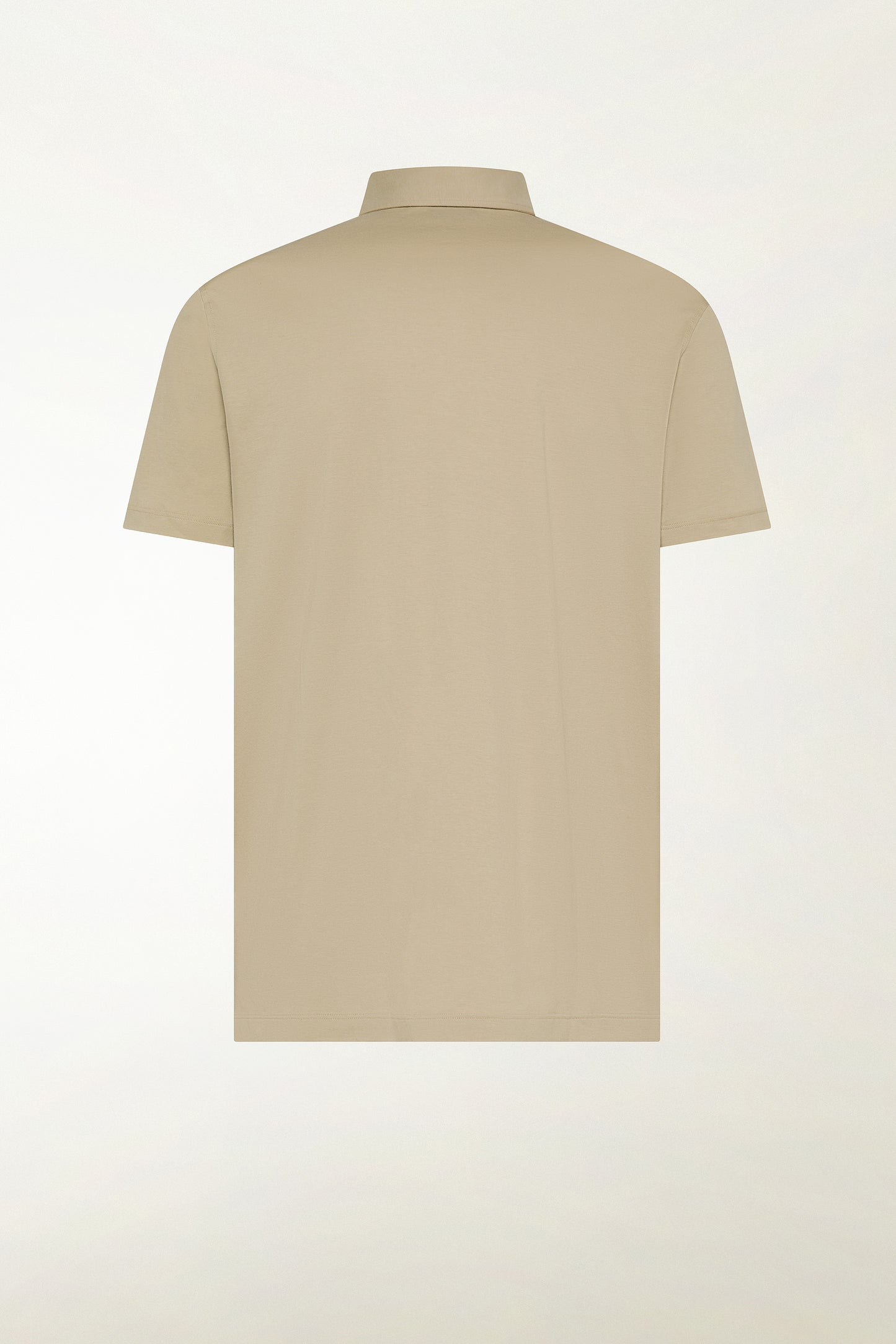 Beige short-sleeved polo shirt with buttons