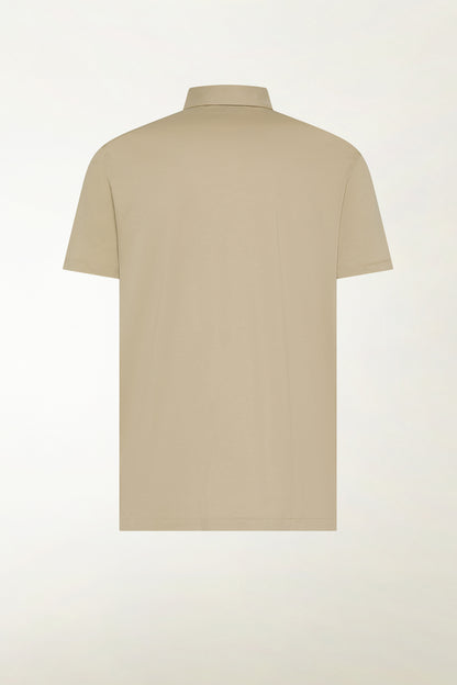Beige short-sleeved polo shirt with buttons | PIACENZA 1733