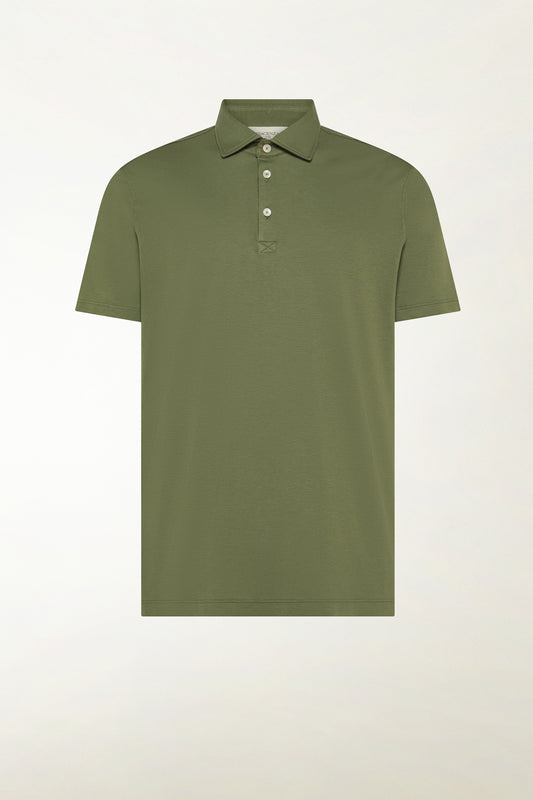 Green short-sleeved polo shirt with buttons - Summer Polo Shirts | PIACENZA 1733