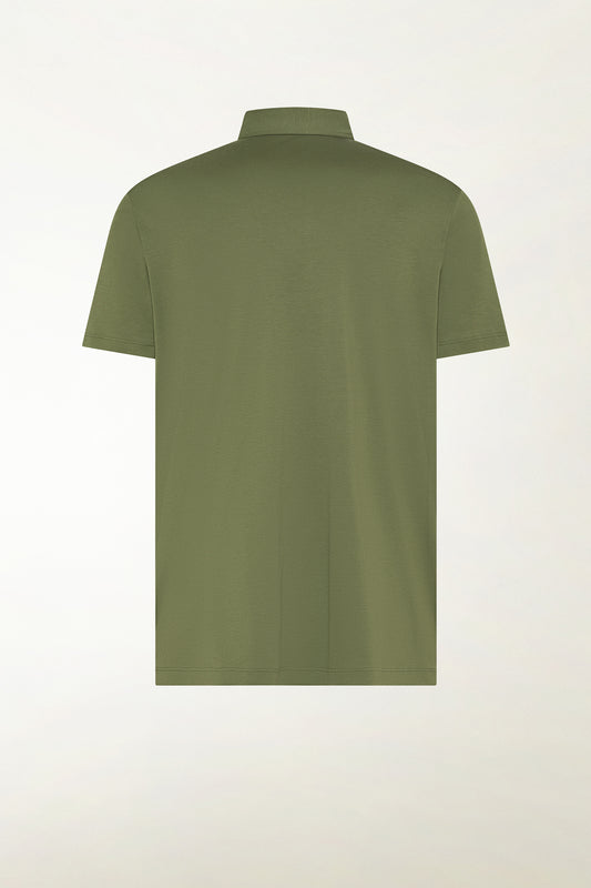 Green short-sleeved polo shirt with buttons - Supersense | PIACENZA 1733