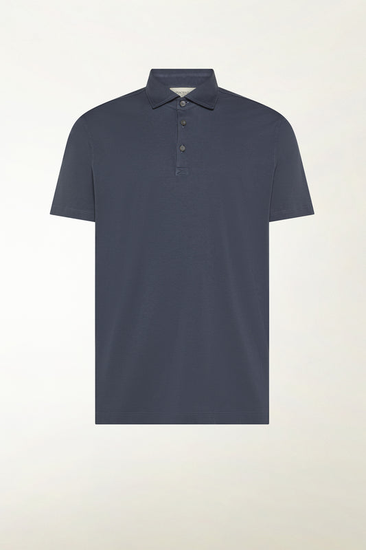 Short-sleeved blue polo shirt with buttons - Summer Polo Shirts | PIACENZA 1733