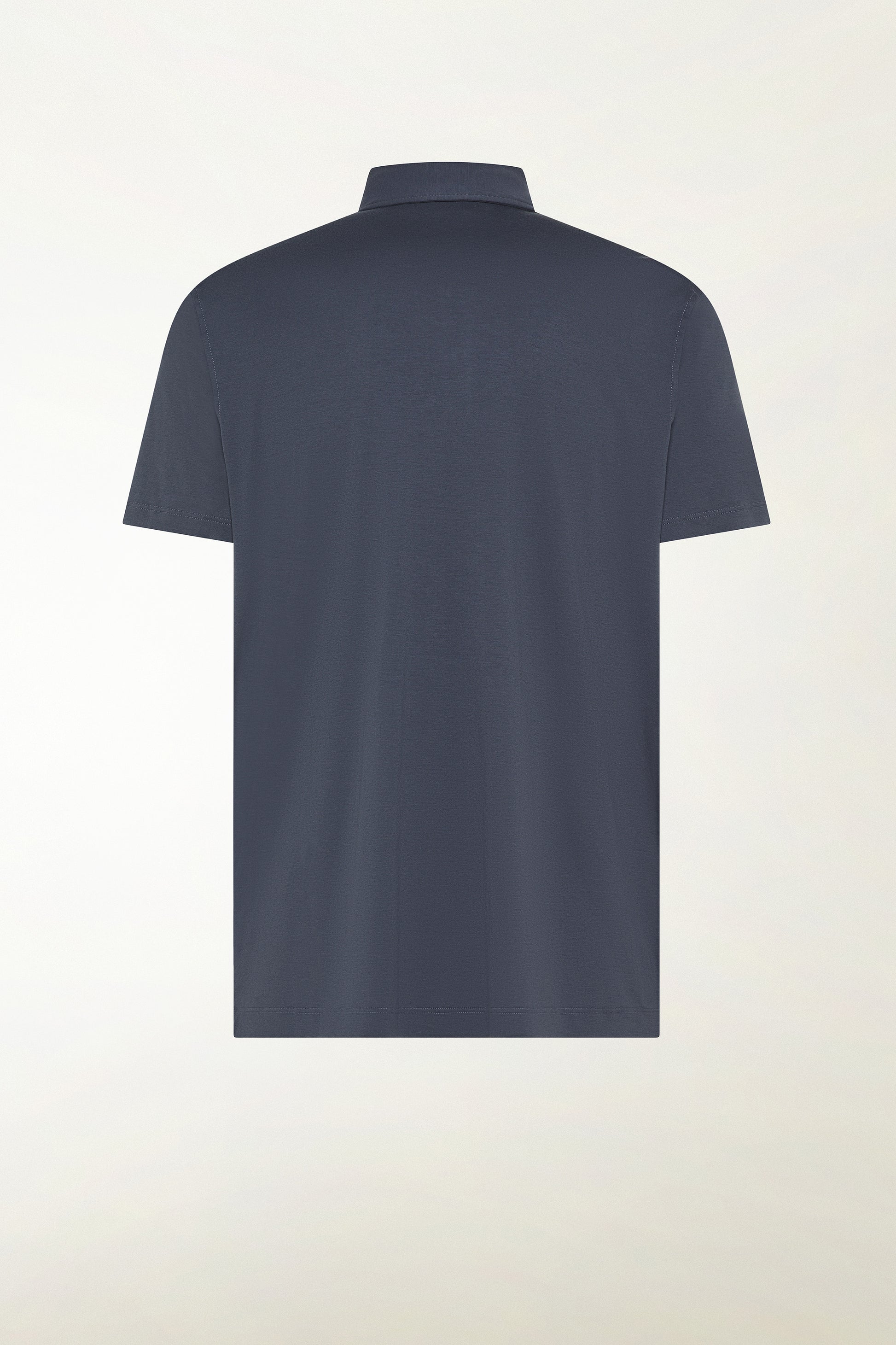 Short-sleeved blue polo shirt with buttons | PIACENZA 1733