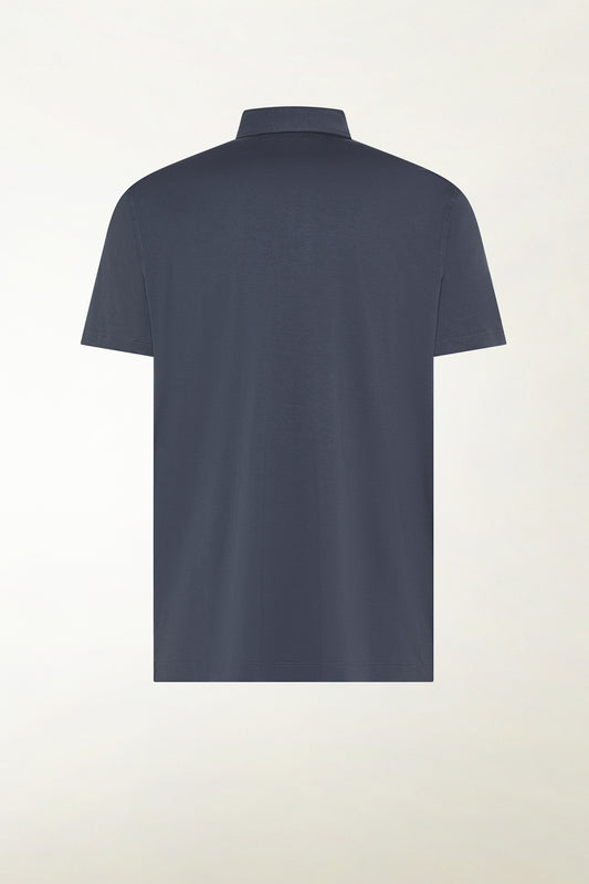 Short-sleeved blue polo shirt with buttons - Summer Polo Shirts | PIACENZA 1733