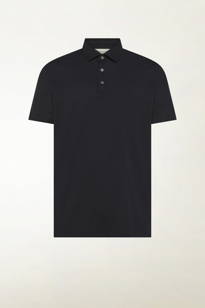 Black short-sleeved polo shirt with buttons | PIACENZA 1733
