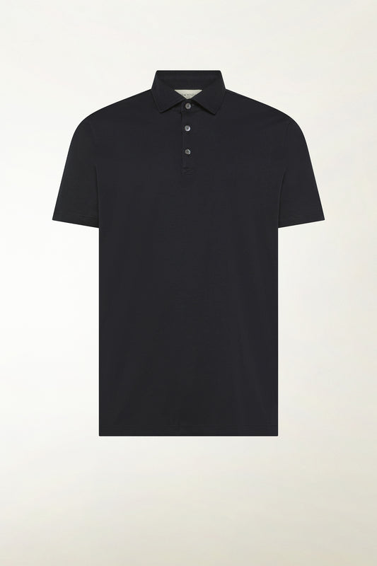 Black short-sleeved polo shirt with buttons - Summer Polo Shirts | PIACENZA 1733